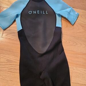 O'Neill Aqua and Black Short Sleeve Wetsuit